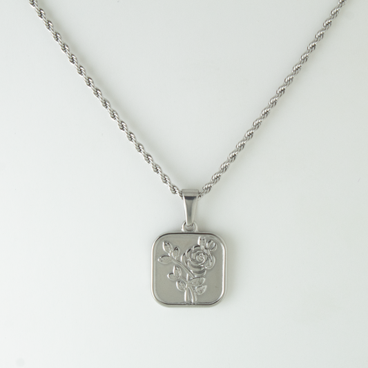 ROSE SQUARE PENDANT (SILVER)