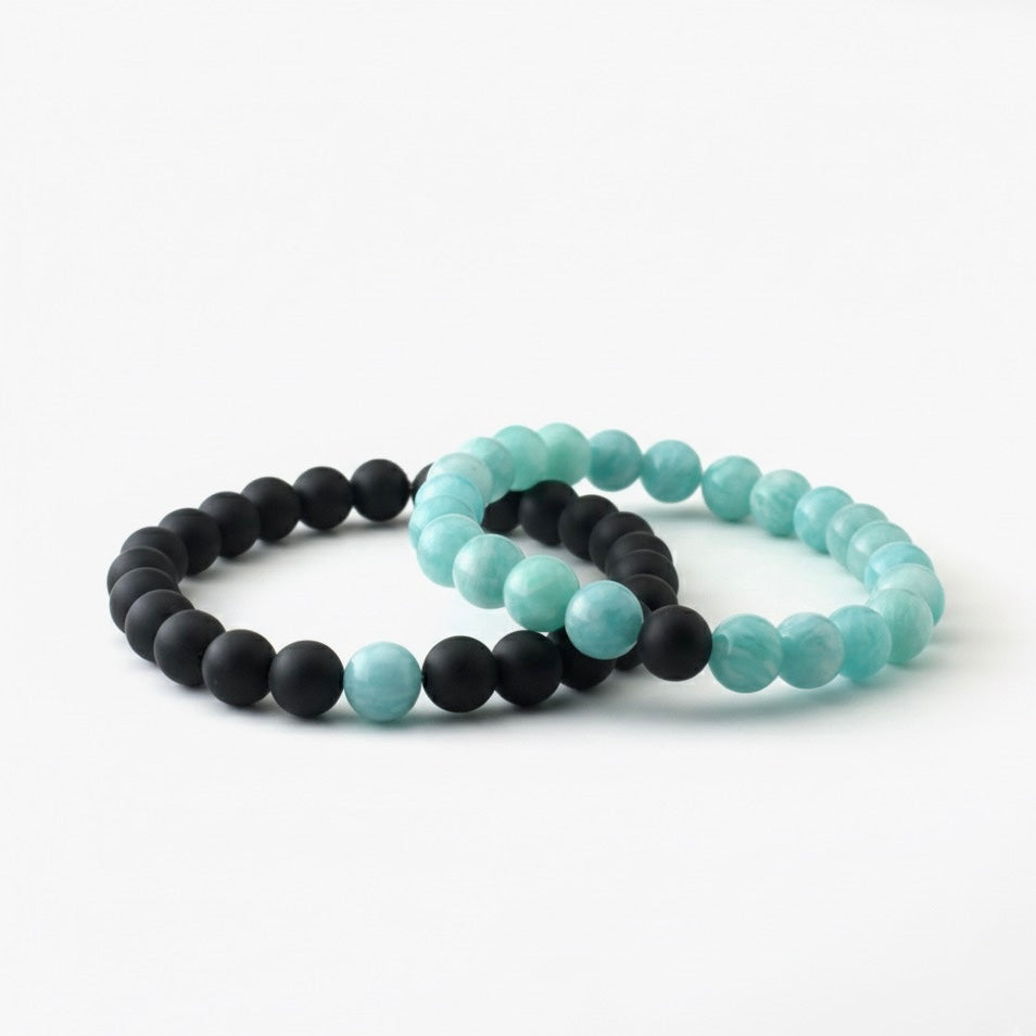 AMAZONITE x MATT BLACK STONE BRACELET