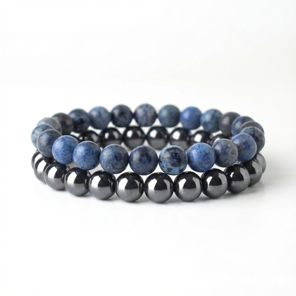 BLUE DUMORTIERITE-HEMATITE STACK - 2 PACK