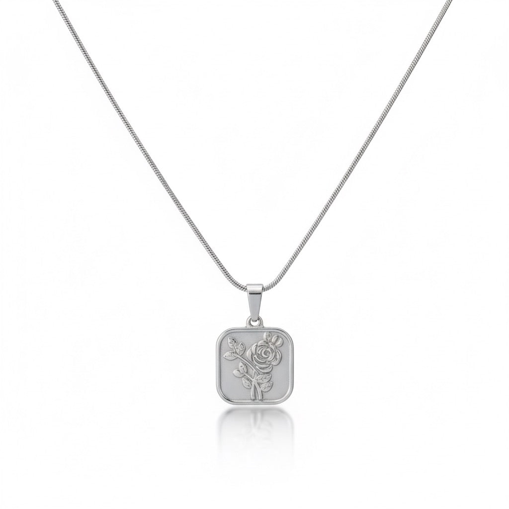 ROSE SQUARE PENDANT (SILVER)