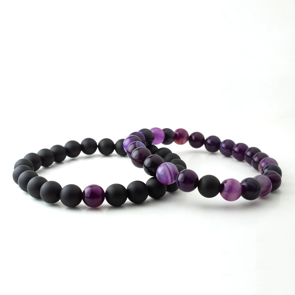PURPLE STRIPE x MATT BLACK STONE BRACELET