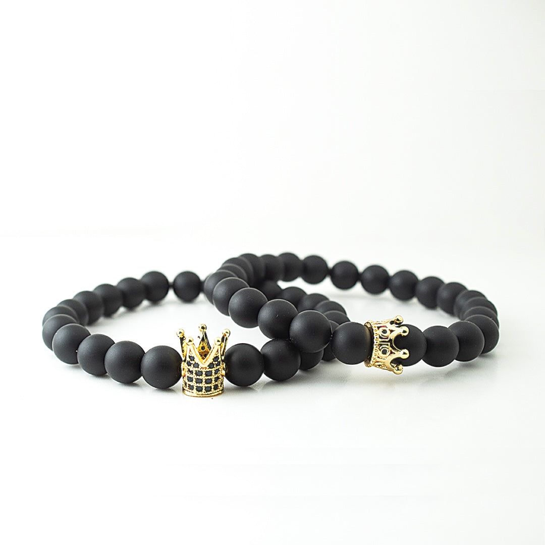GOLDEN KING QUEEN x MATT BLACK STONE BRACELET