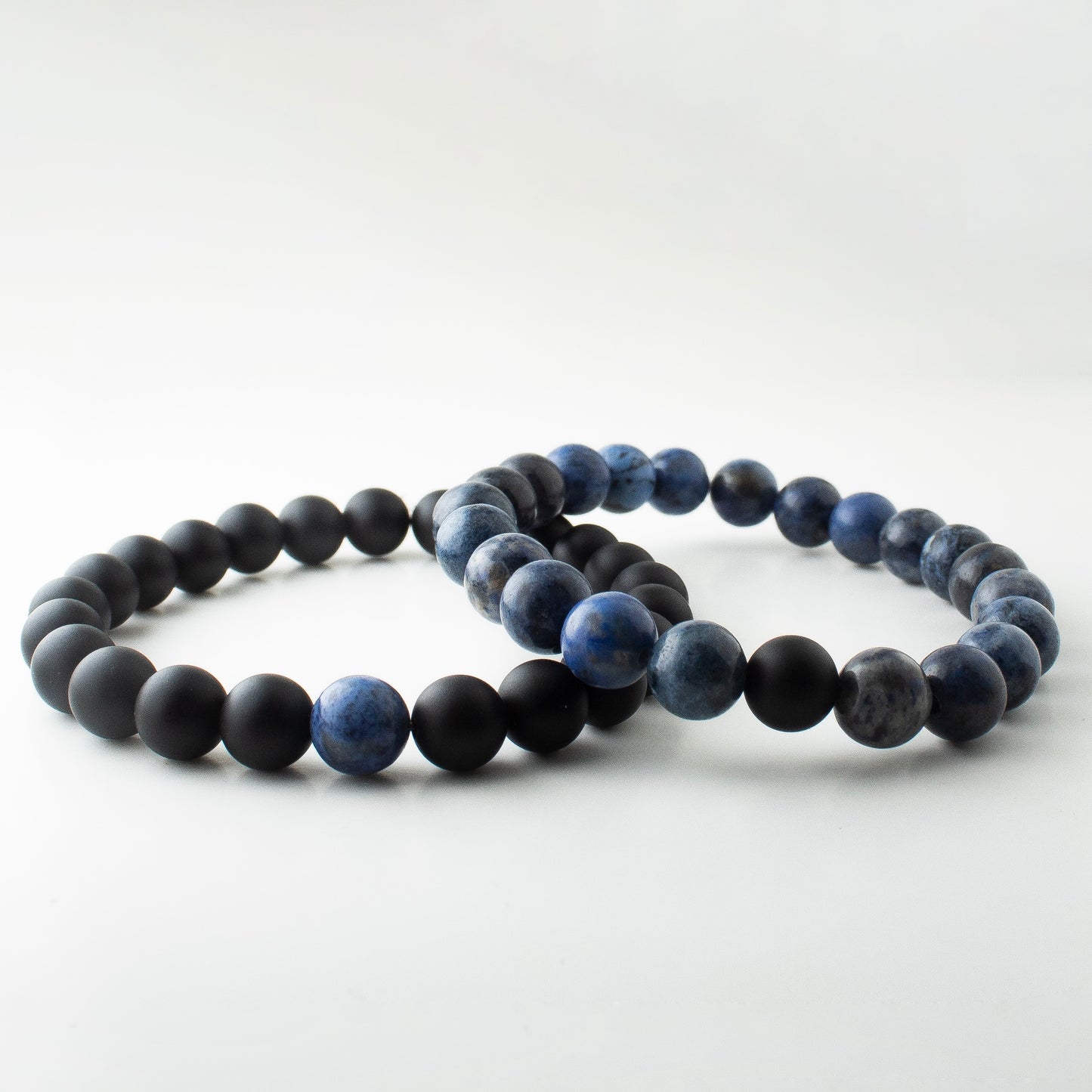 BLUE DUMORTIERITE x MATT BLACK STONE BRACELET