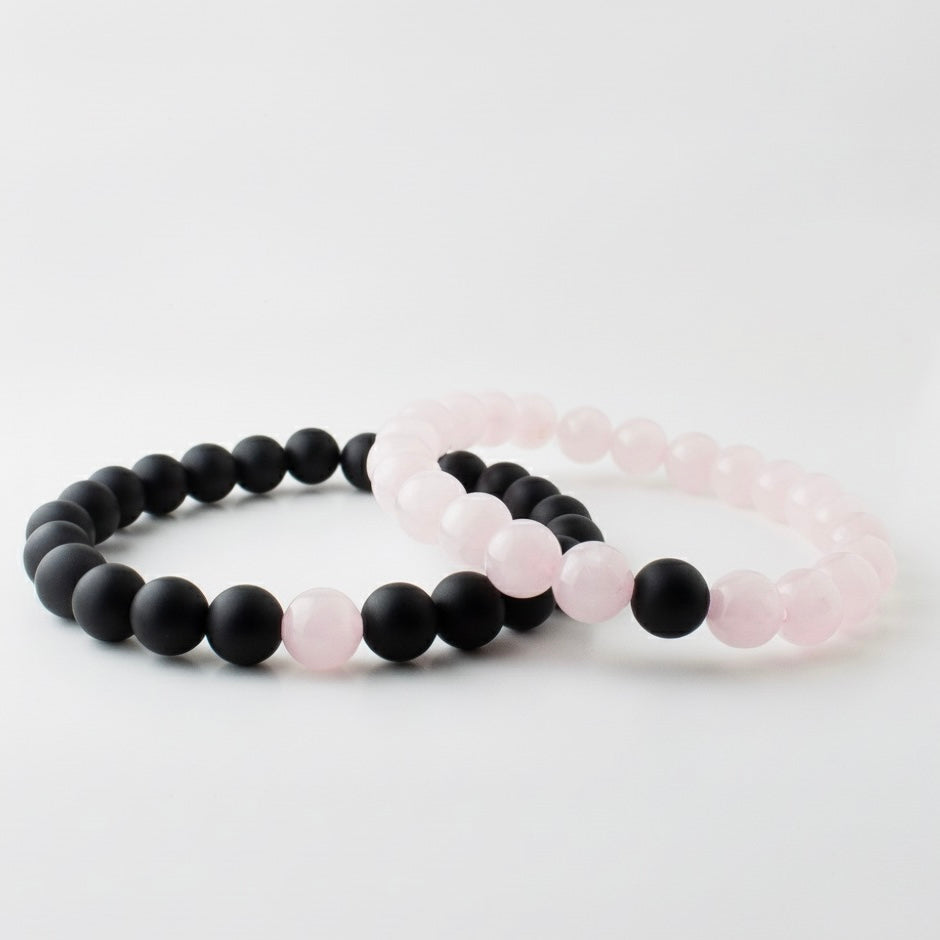 PINK JADE x MATT BLACK STONE BRACELET