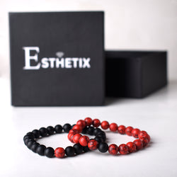 RED HOWLITE x MATT BLACK STONE BRACELET