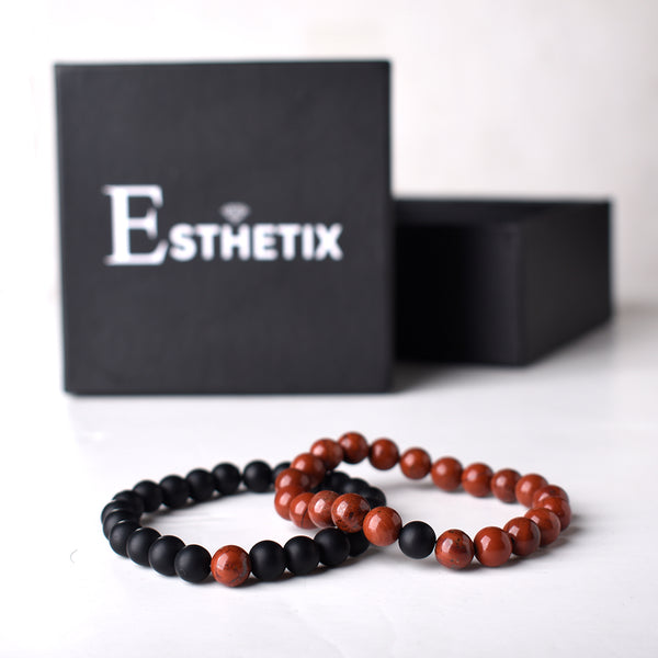 RED JASPER x MATT BLACK STONE BRACELET