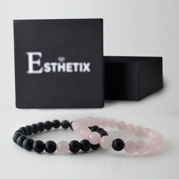 PINK JADE x MATT BLACK STONE BRACELET