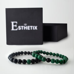 GREEN MALACHITE x MATT BLACK STONE BRACELET