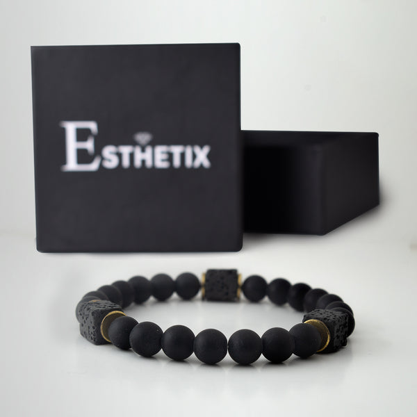 MATT BLACK x LAVA CUBE STONE BRACELET