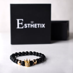 GOLDEN CROWN x MATT BLACK STONE BRACELET