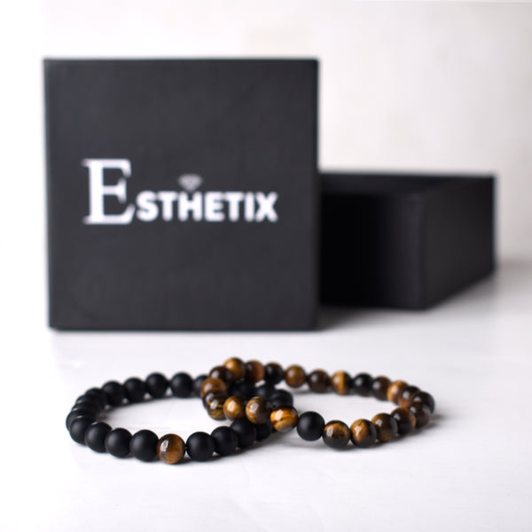 YELLOW TIGER EYE x MATT BLACK STONE BRACELET