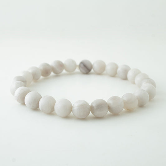 WHITE LACE AGATE STONE BRACELET
