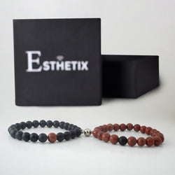 RED JASPER x MATT BLACK MAGNETIC STONE BRACELET