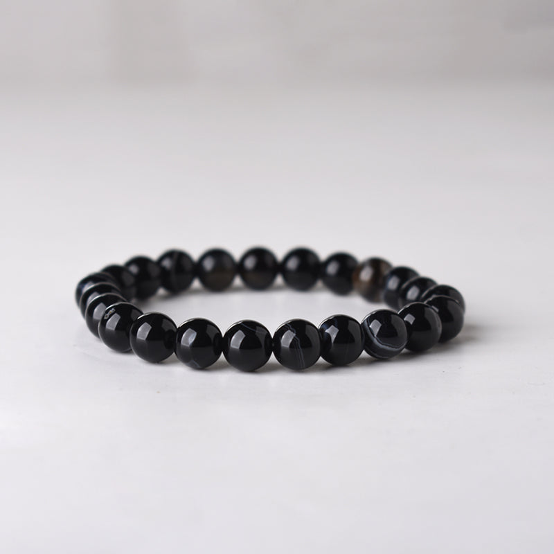 BLACK STRIPE AGATE STONE BRACELET