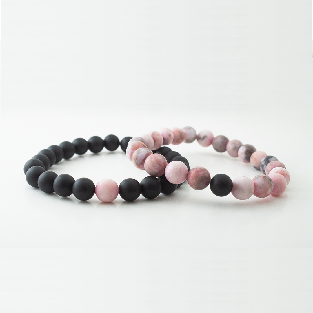 PINK ZEBRA x MATT BLACK STONE BRACELET