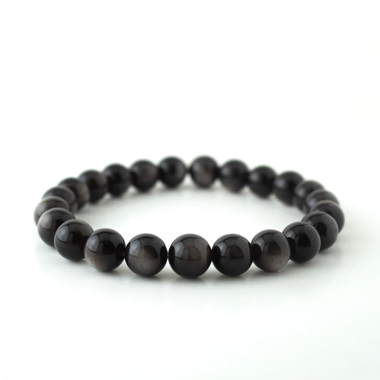 SILVER OBSIDIAN STONE BRACELET