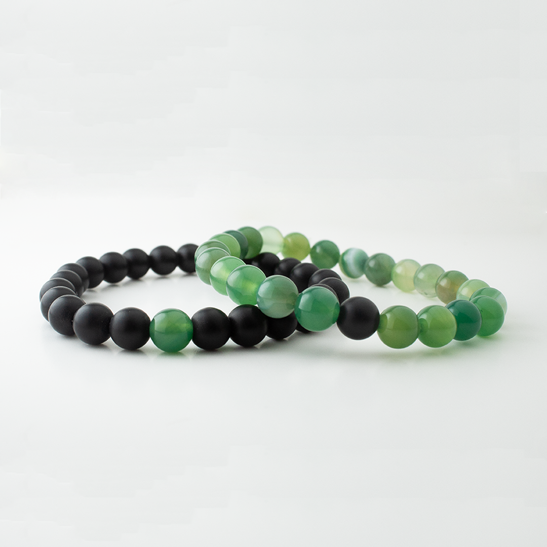 GREEN STRIPE x MATT BLACK STONE BRACELET
