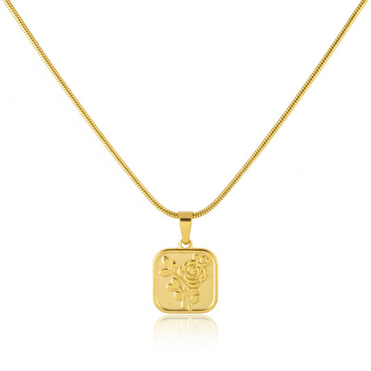 ROSE SQUARE PENDANT (GOLD)