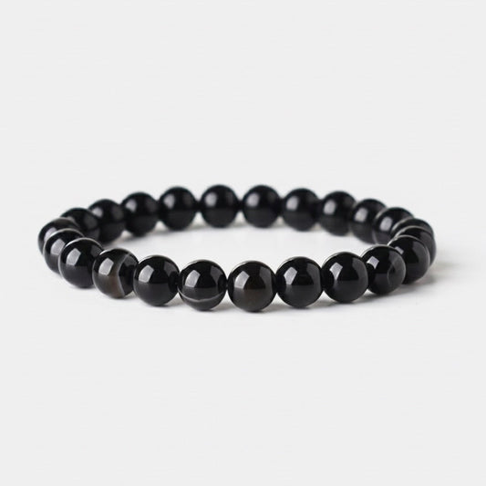 BLACK STRIPE AGATE STONE BRACELET