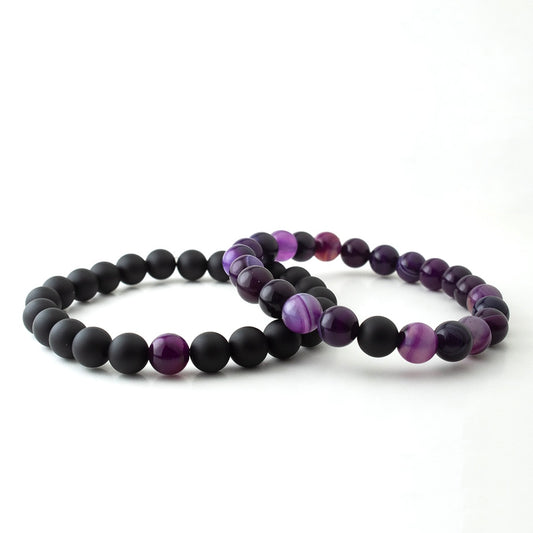 PURPLE STRIPE x MATT BLACK STONE BRACELET