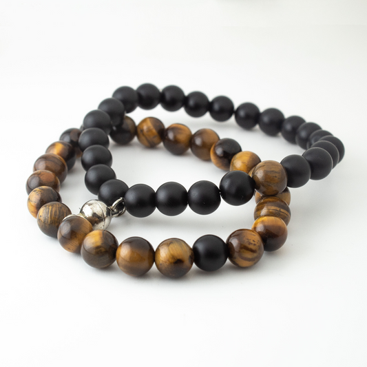 YELLOW TIGER EYE x MATT BLACK MAGNETIC STONE BRACELET