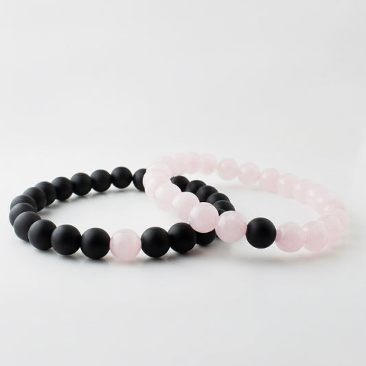 PINK JADE x MATT BLACK STONE BRACELET