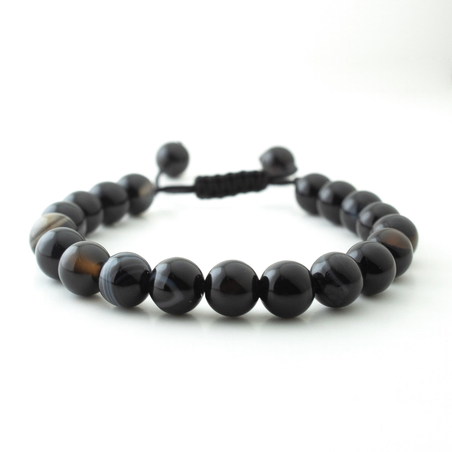BLACK STRIPE AGATE STONE BRACELET