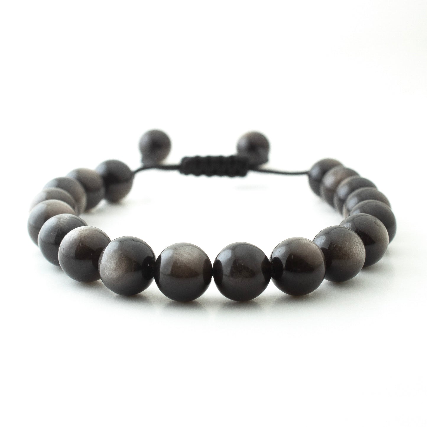 SILVER OBSIDIAN STONE BRACELET