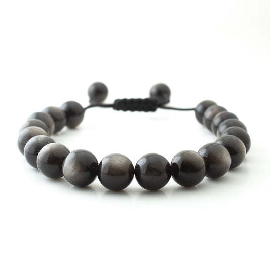 SILVER OBSIDIAN STONE BRACELET