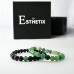 GREEN STRIPE x MATT BLACK STONE BRACELET