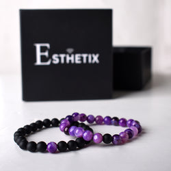 PURPLE STRIPE x MATT BLACK STONE BRACELET