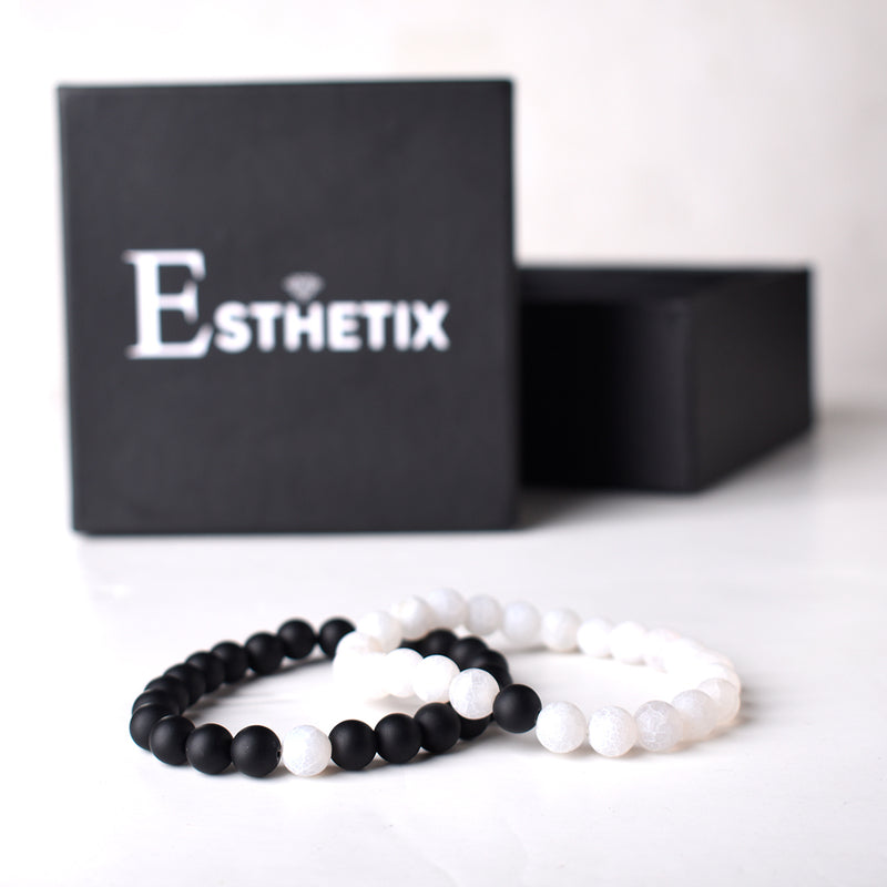 WHITE FORESTED x MATT BLACK STONE BRACELET