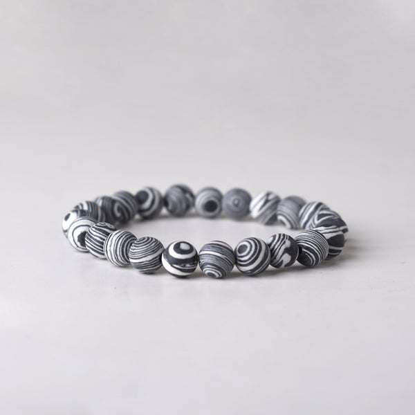 WHITE BLACK MALACHITE STONE BRACELET