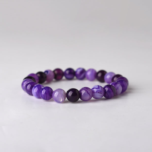 PURPLE STRIPE STONE BRACELET